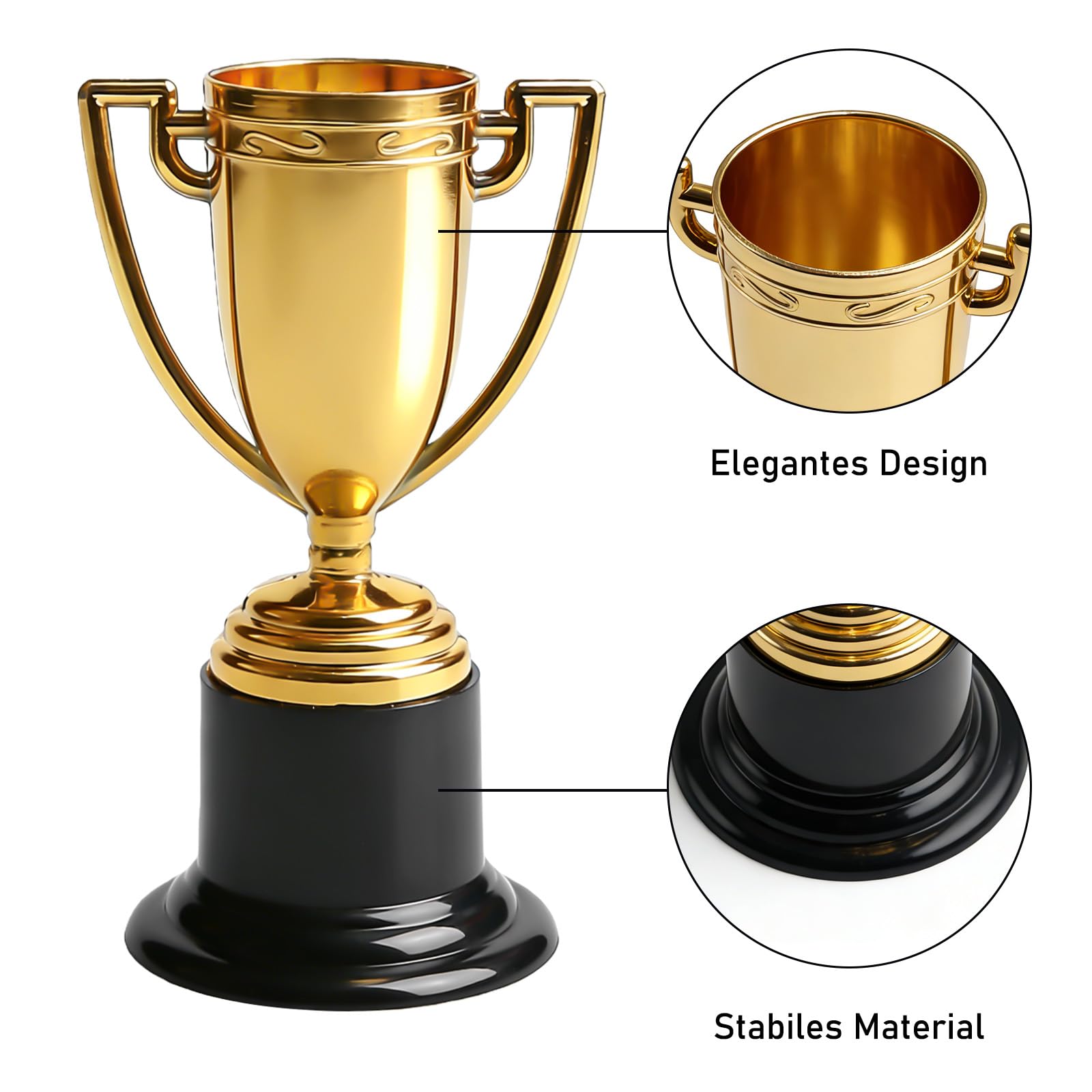 Aicharynic Lot de 24 trophées pour enfants, mini trophées pour enfants, mini trophées dorés, pour salle de classe, école, récompenses, accessoires