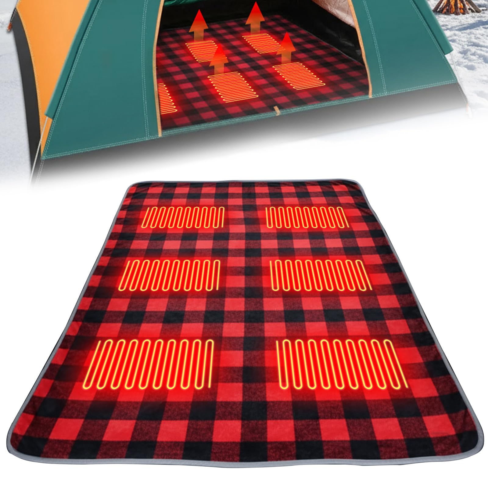 Almohadillas térmicas eléctricas para exteriores, 3 temperaturas ajustables para senderismo, picnic (rojo)