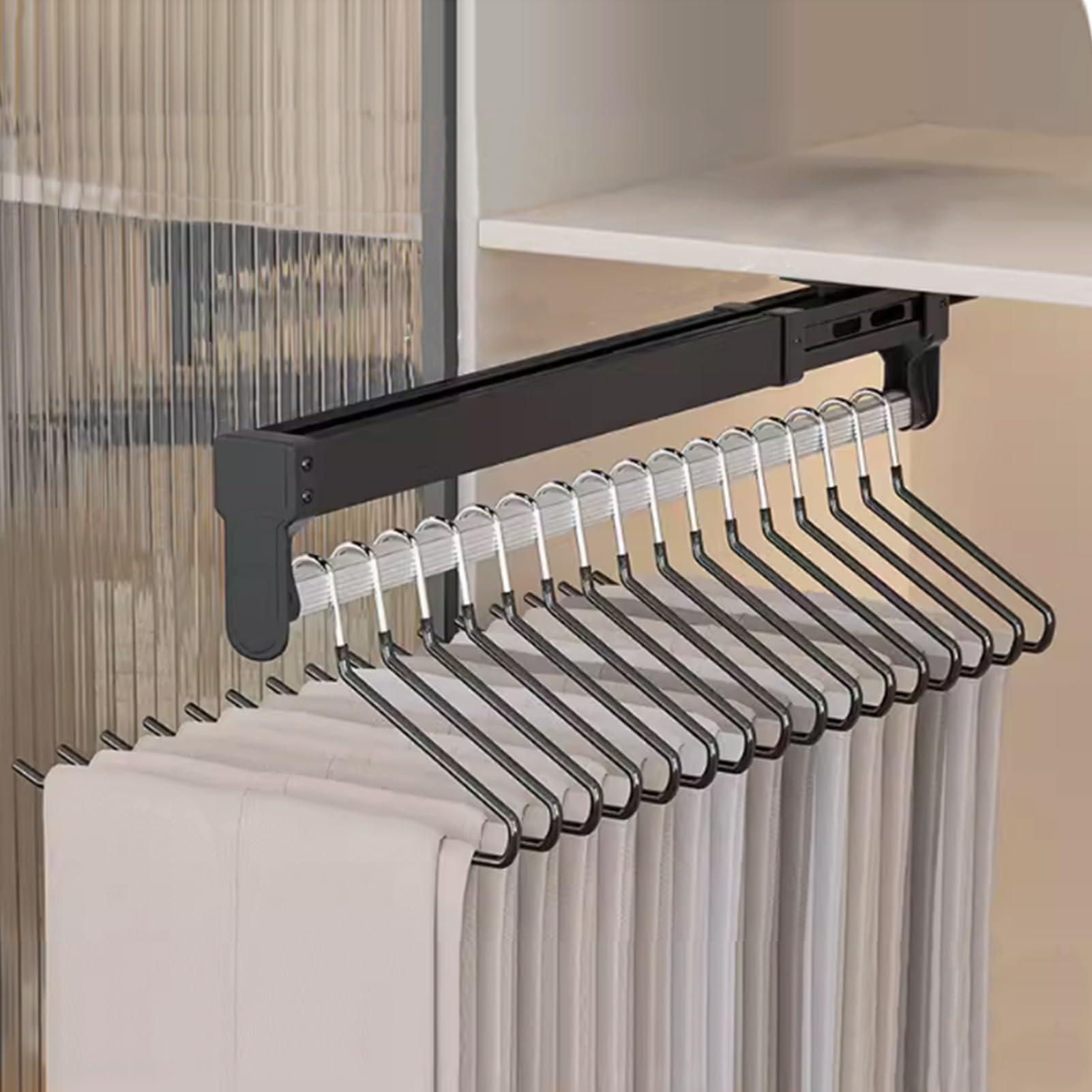Alliage d'Aluminium Porte-Vêtements Extractible Robuste Finition Nero
