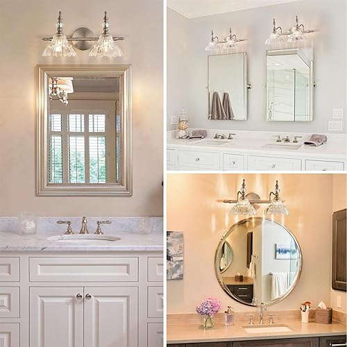 Miniatura 14 de HDDFL Luces de tocador de baño, accesorios de iluminación sobre espejo de latón mate, 3 luces de tocador, apliques de pared modernos para Cobrizo