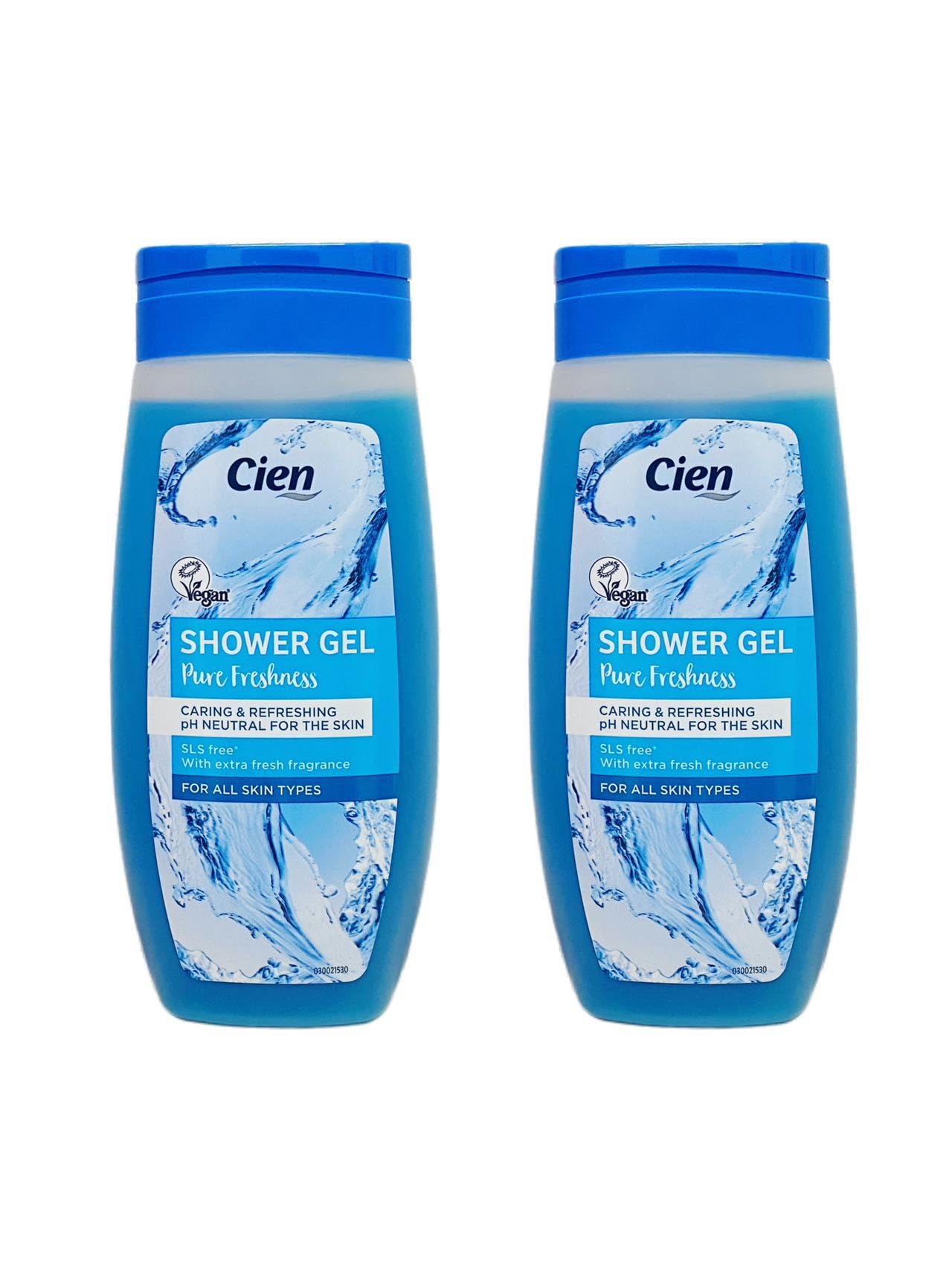 Cien Shower Gel | Pure Freshness | Caring & Refreshing - PH Neutral For The Skin | SLS Free - With Extra Fresh Fragrance | Vegan | 400mL [TWIN PACK]