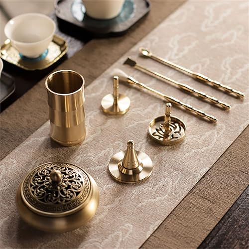 Miniatura 3 de Kit de 11 piezas de moldes de incienso de latón, herramienta de molde de incienso, moldes de cono de incienso de torre de reflujo, cuchara, prensa,
