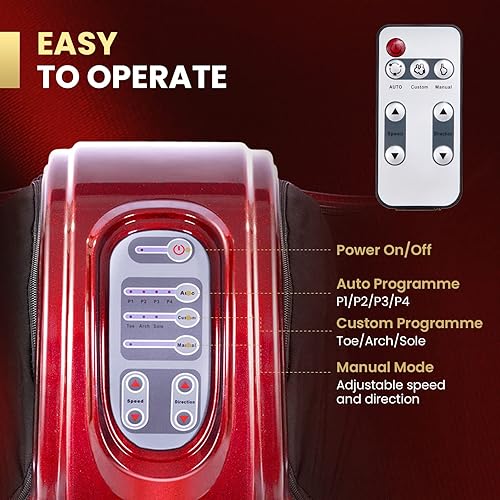 Miniatura 21 de WELLHUT Máquina masajeadora de pies Shiatsu, masajeador de pies y pantorrillas para tobillo, brazo de pierna de pantorrilla, rodillo de amasado