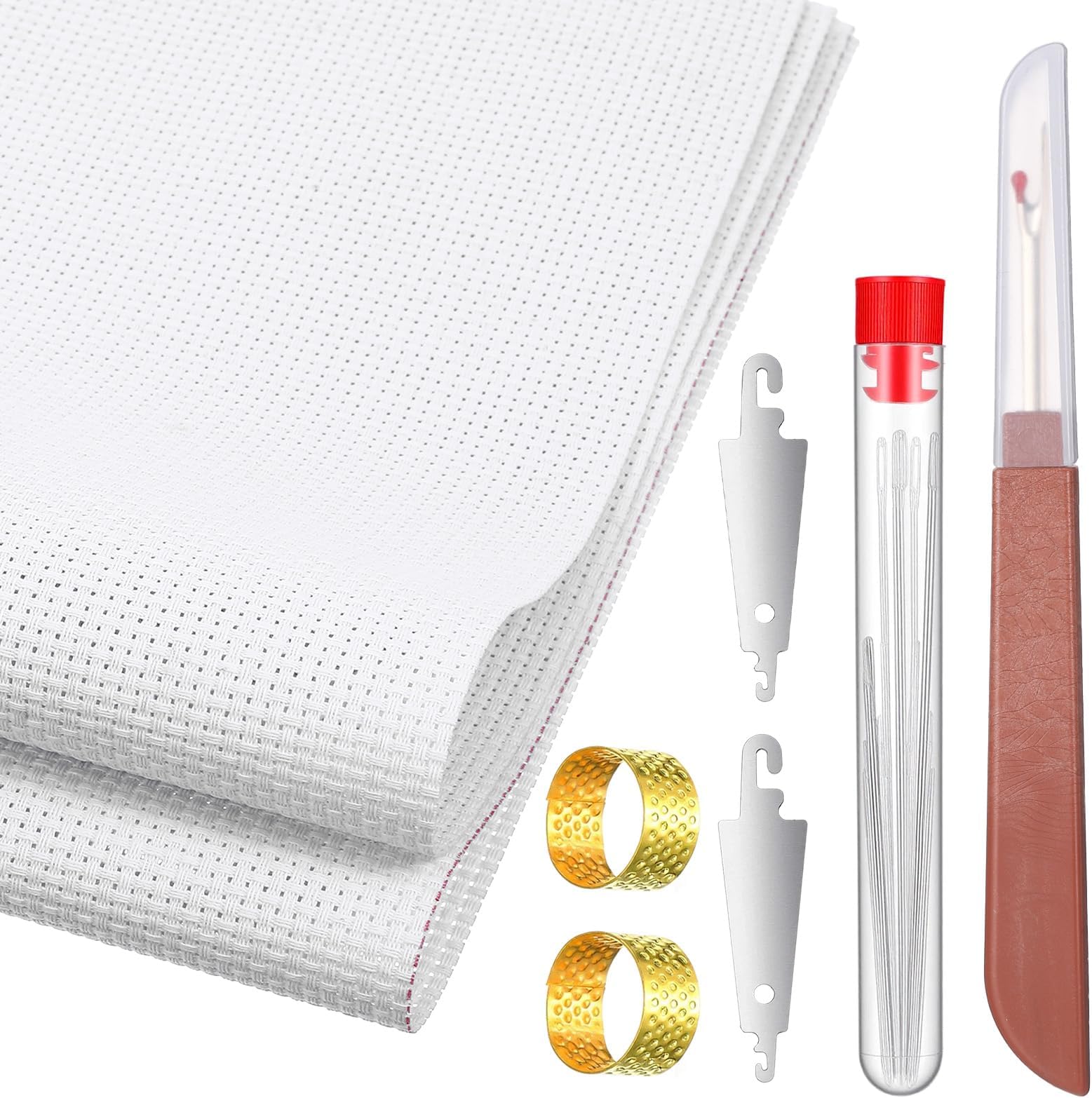 Needlepoint Canvas, Needle Point Canvas Fabric Mesh Blank White Canvas Embroidery Blank White Cloth with 25 Needles 1 Thread Remover for Embroidery Knit Crochet Projects and Make Dividers, 18" X 12"