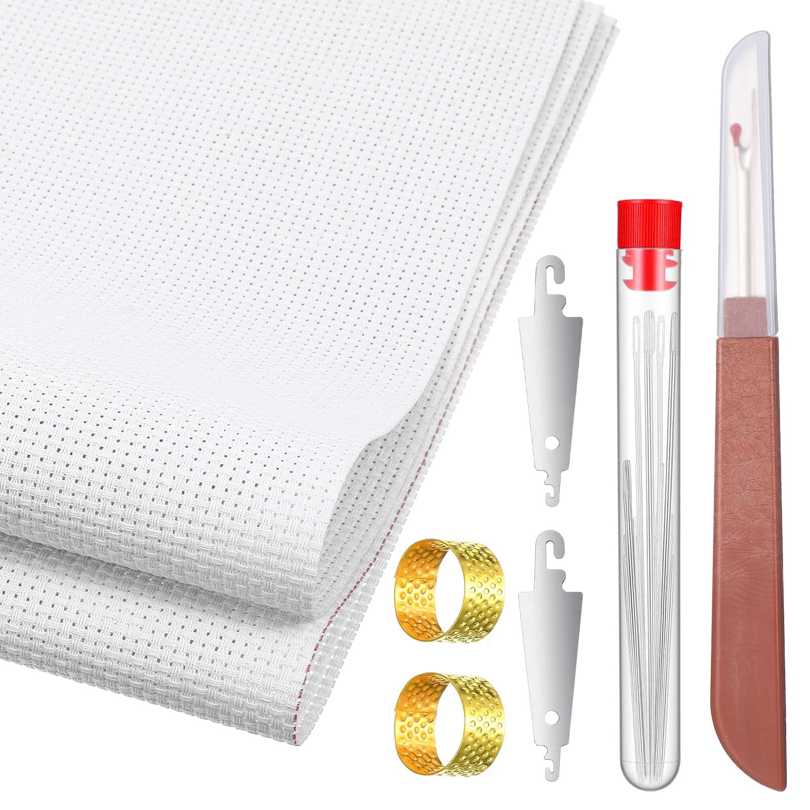 Needlepoint Canvas, Needle Point Canvas Fabric Mesh Blank White Canvas Embroidery Blank White Cloth with 25 Needles 1 Thread Remover for Embroidery Knit Crochet Projects and Make Dividers, 18" X 12"
