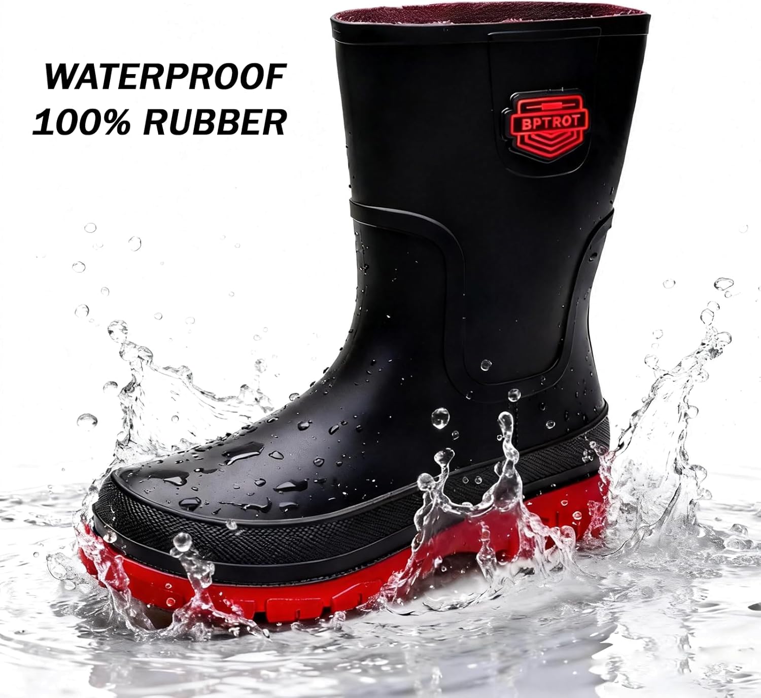 Rain Boots for Men, Comfort Mens Rubber Boots, Waterproof Garden Boots with PVC Unique Design, Lightweight Durable Work Mud Boots for Fishing Farming Gardening - Image 4