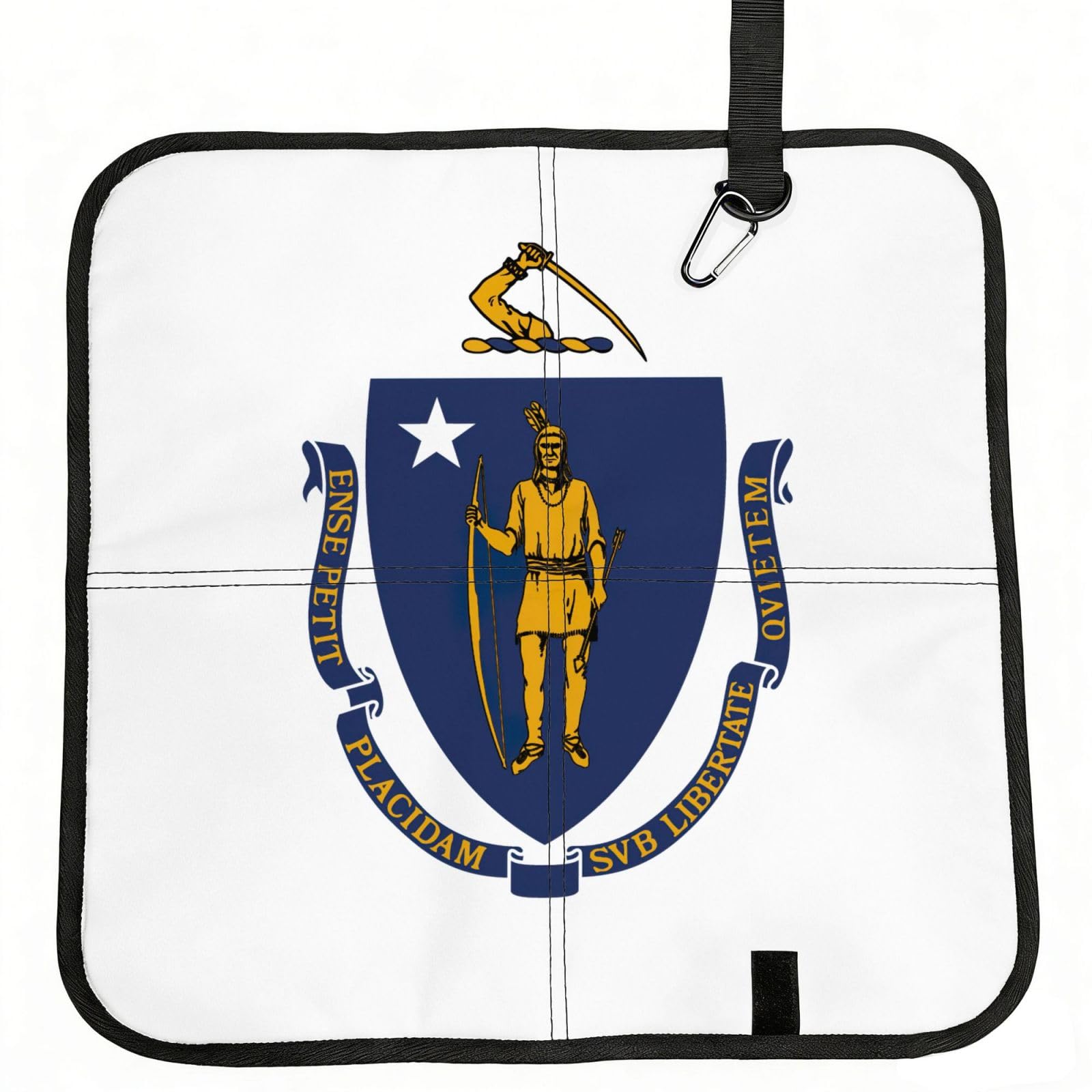 AYYQWE Massachusetts State Flag Print Foldable Seat Cushion Portable Chair Pad Office Commuting Picnic Camping Outdoor