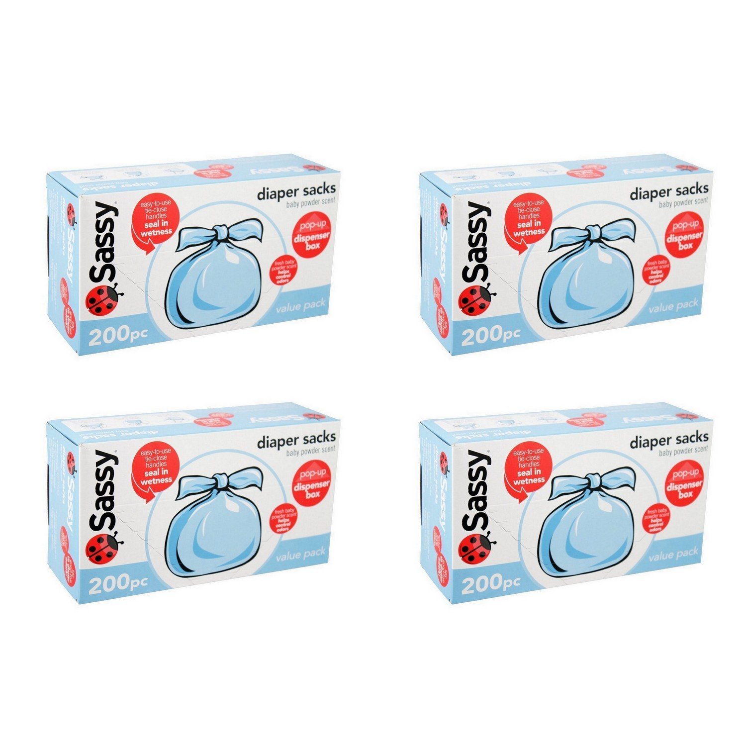 Sassy Disposable Scented Diaper Sacks - 800 ct - 4 packs of 200