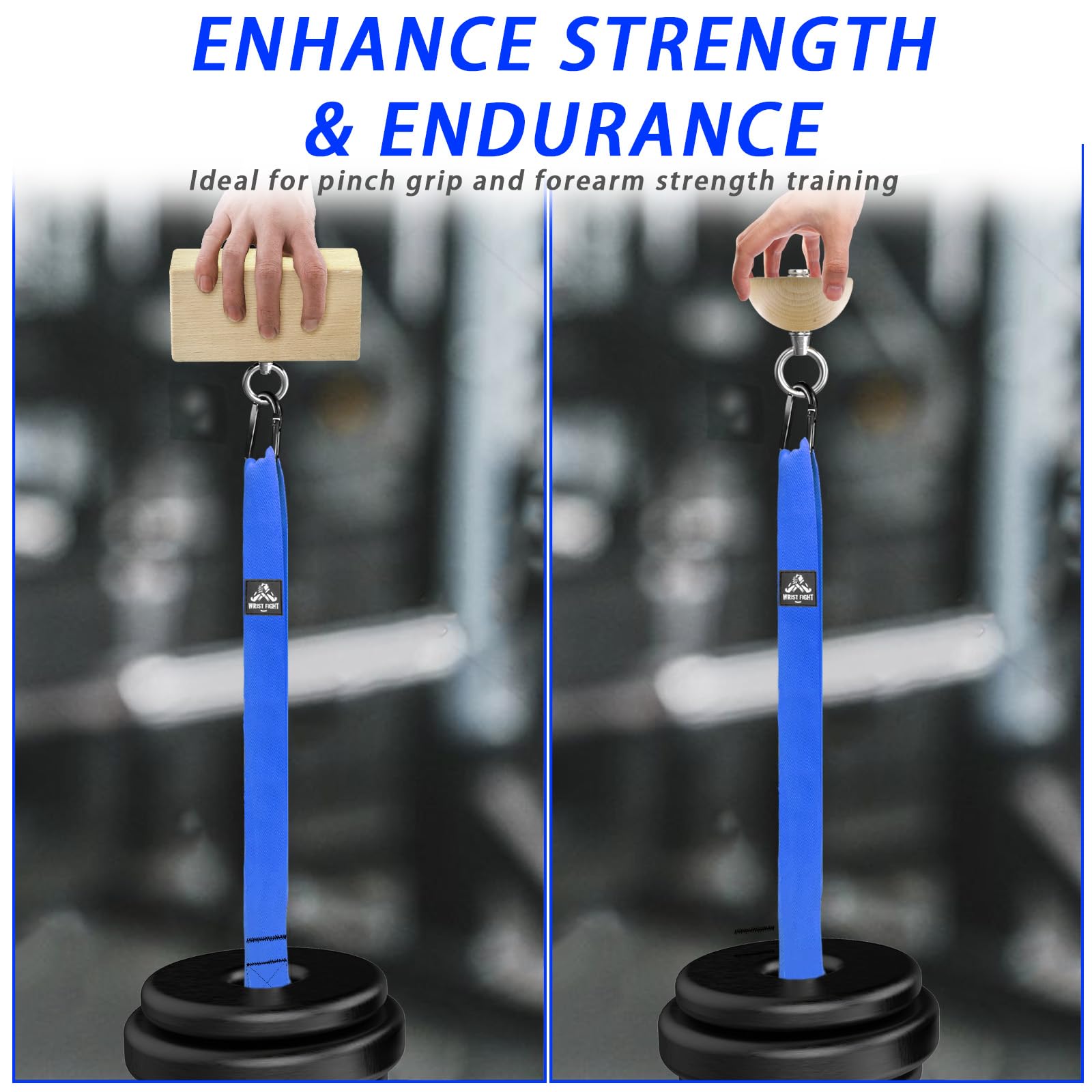 Pinch Grip Krafttrainer Set - Buchenholz Rechteck Block & Dual-Use Half Ball - mit verlängertem Gurt-Ladesystem für Hand-, Finger- & Armring-Training