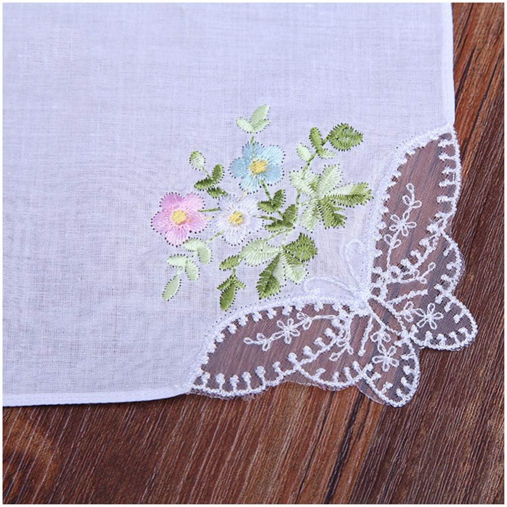 Amosfun Embroidered Cotton Lace Handkerchiefs for Women Vintage Floral Edge Napkins 11X11 Inch Elegant Wedding and Tea Party Accessories Soft Absorbent Fabric 6Pcs - Image 4