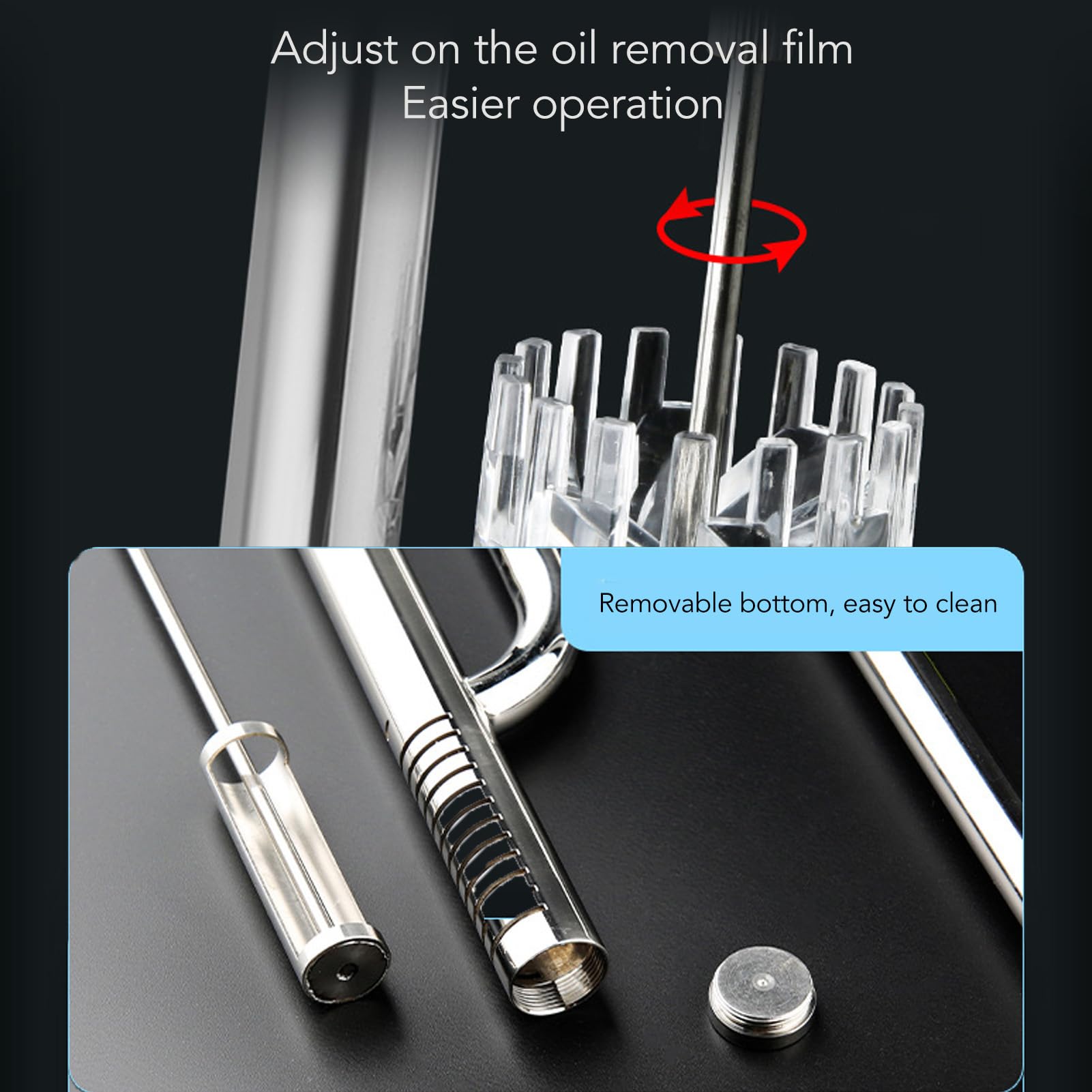 gernie Regolatore d'Acqua in Acciaio Inox Schiumatoio di Superficie in Metallo con 2 Supporti in Acrilico per Acquario piantumato, Set di Tubi di afflusso e deflusso (16 mm/0,63 Pollici)