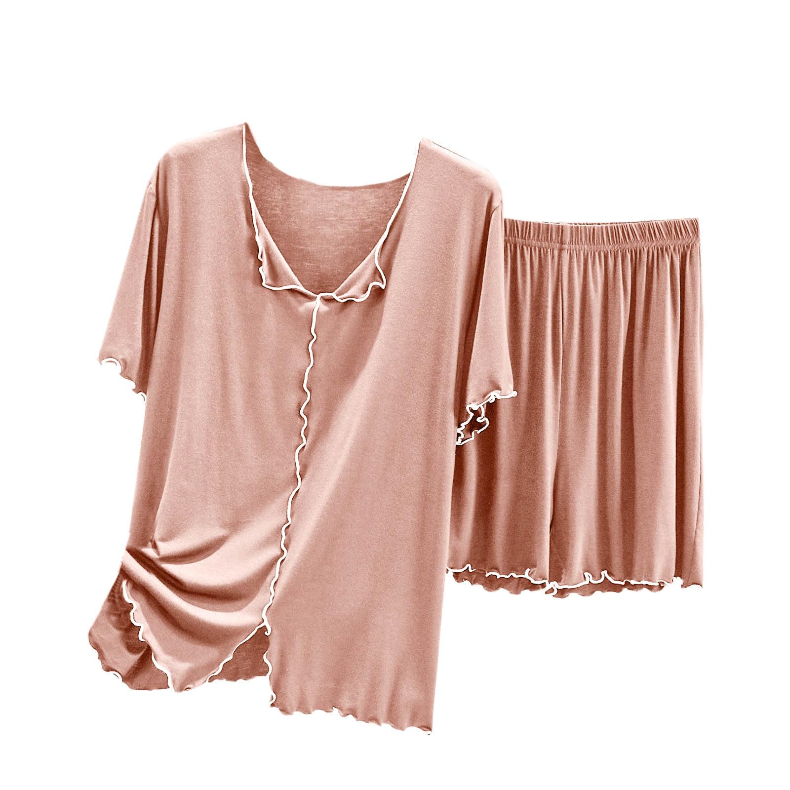 Pajama Sets for Women Plus Size Modal Soft Sleepwear Short Sleeve Tops and Shorts 2 Piece Pjs Lounge