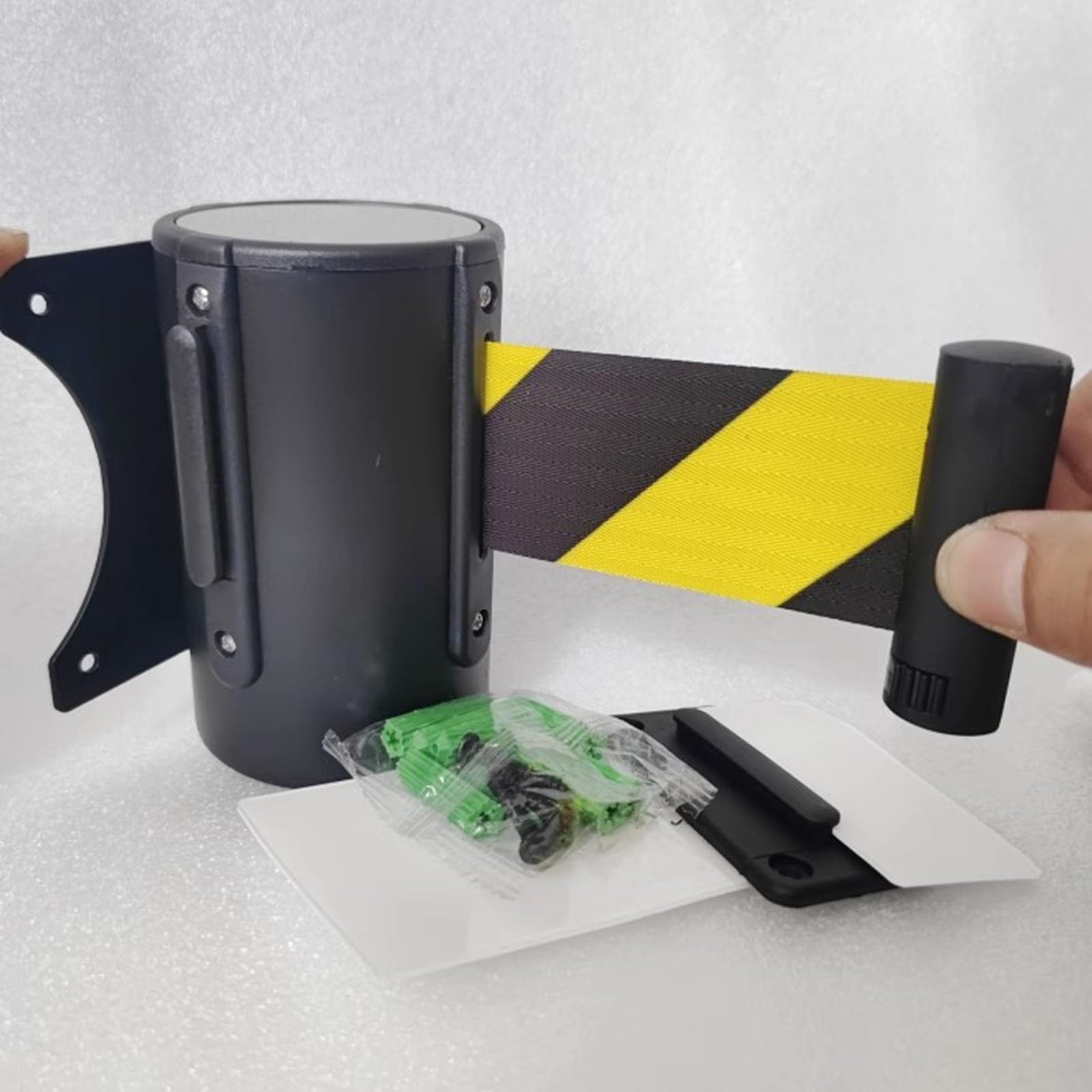 CAIFEXUE Retractable Belt Barrier - 2/3/5/10M Optional, Carbon Steel Housing Queuing Safety Tape Cordon for Crowd Control, with Mounting Accessories/a/5M(16.4Ft)