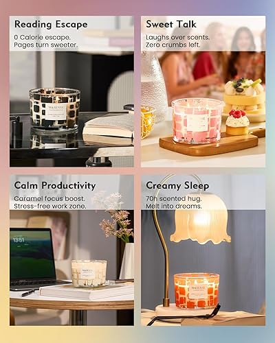 Miniatura 7 de M&SENSE Vela perfumada de caramelo con aroma a café de 3 mechas, 11.6 onzas, 60H de combustión lenta, cera de soja orgánica no tóxica de larga