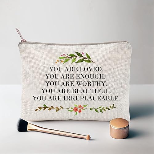 Miniatura 3 de Eres Amada Eres Suficiente Estuche de Maquillaje Autoestima Bolsa de Cosméticos Bolsa de Aseo Afirmación Positiva Regalo Citas Motivacionales Regalo