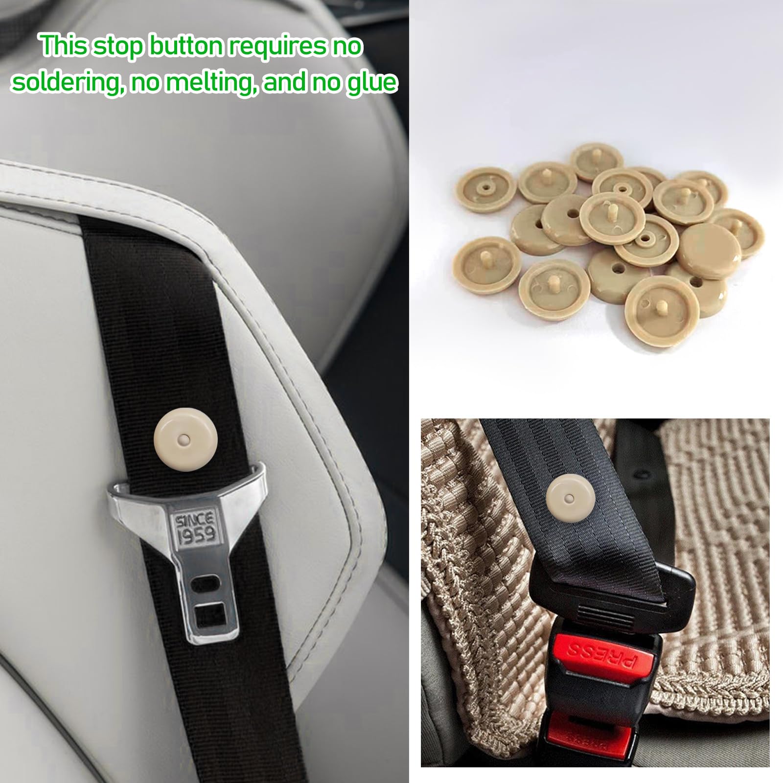 10 Sets Seat Belt Button Stop Plastic Seat Belt Stop Clips Prevent Buckle from Sliding Down No Welding — view 6