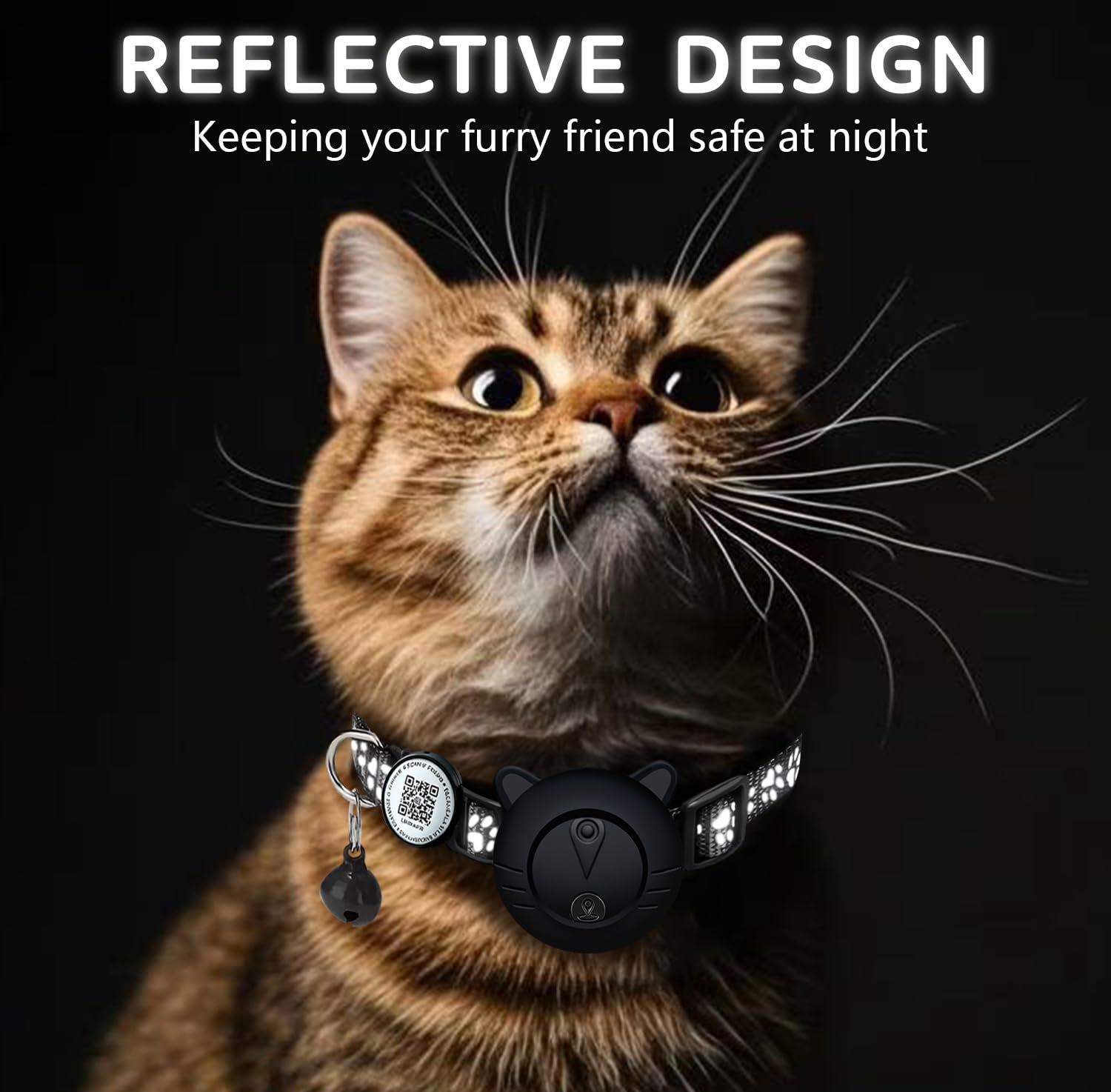 Collier de suivi GPS intelligent pour chat avec code QR - Localisateur étanche pour petits et grands chats - Compatible avec Apple Find My - Pas de frais mensuels - Solution de suivi avancée