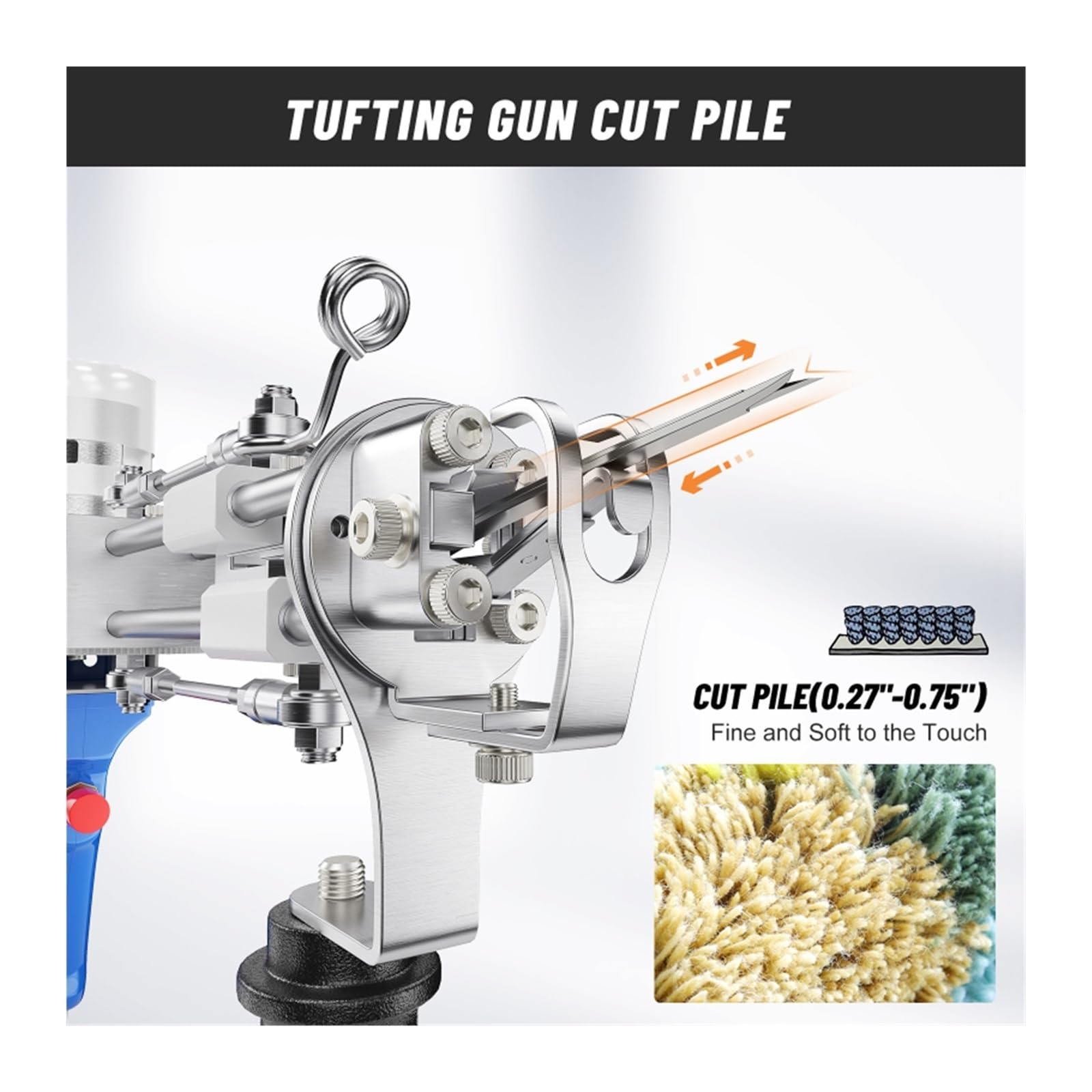 Pistolet Do Tuftingu 2 W 1 Elektryczny Podnoszenia Pętelkowego Runa Dywanowego Z Osłoną Przekładni Maszyny Flokowania Dywanów Narzędzia Pistoletów Bezpieczny I łAtwy W UżYciu(Black)