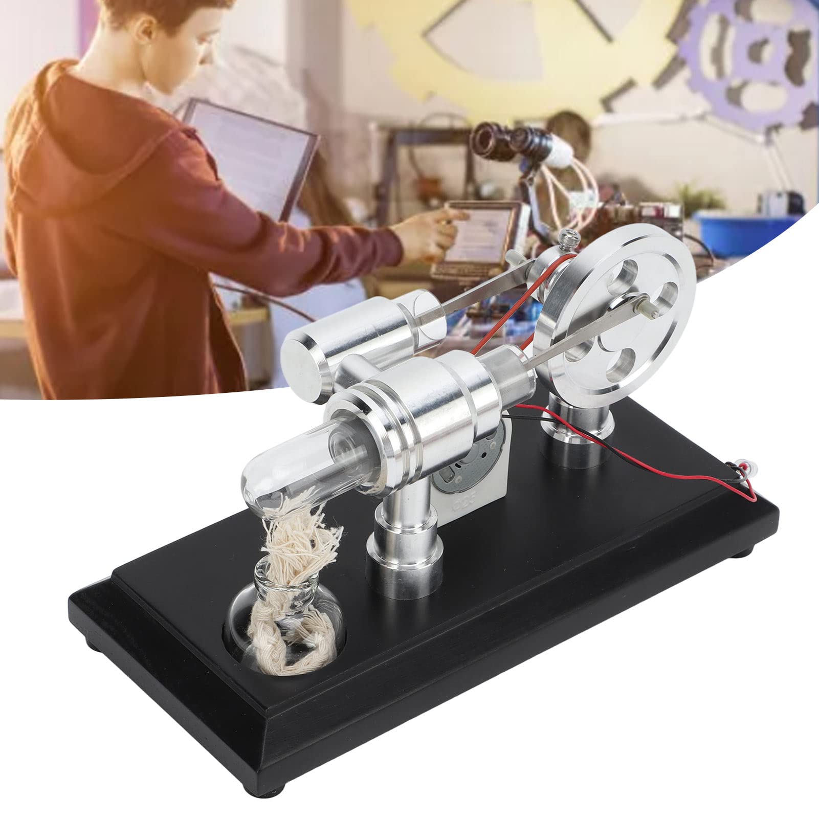 Modello Motore Stirling Engine Design Raffinato con LED Multicolori per Progetti di Scienze Educative Acciaio Inossidabile 1 unità