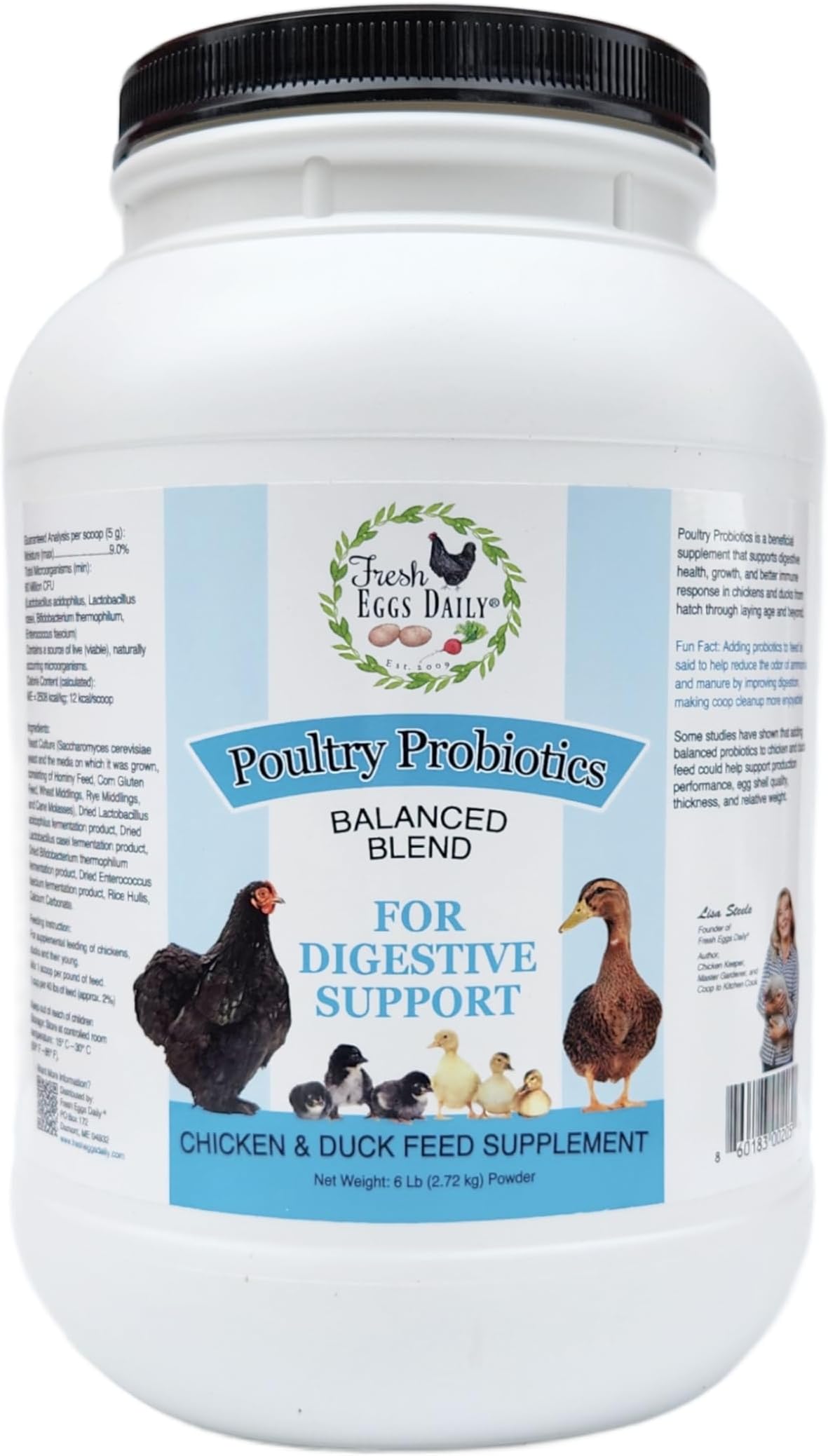 Fresh Eggs Daily Poultry Probiotics Feed Supplement – Natural Digestive & Immune Support for Chickens & Ducks – Enhances Egg Quality & Reduces Odor – 6 lb