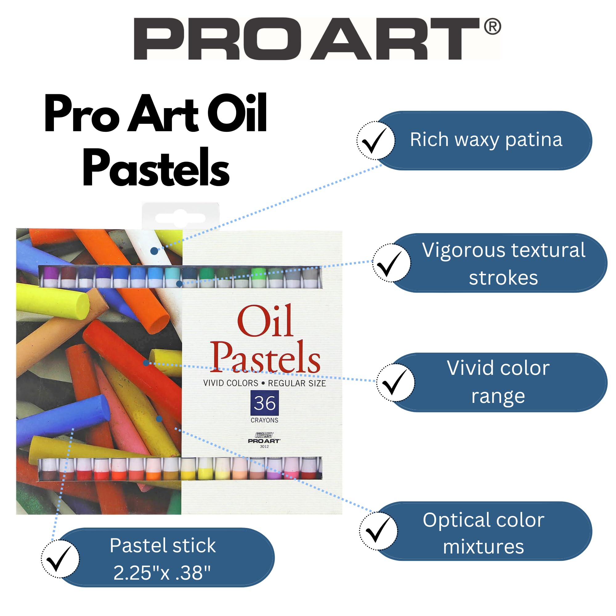 Pro-Art Pastel à l'huile Lot, 36 Color Set