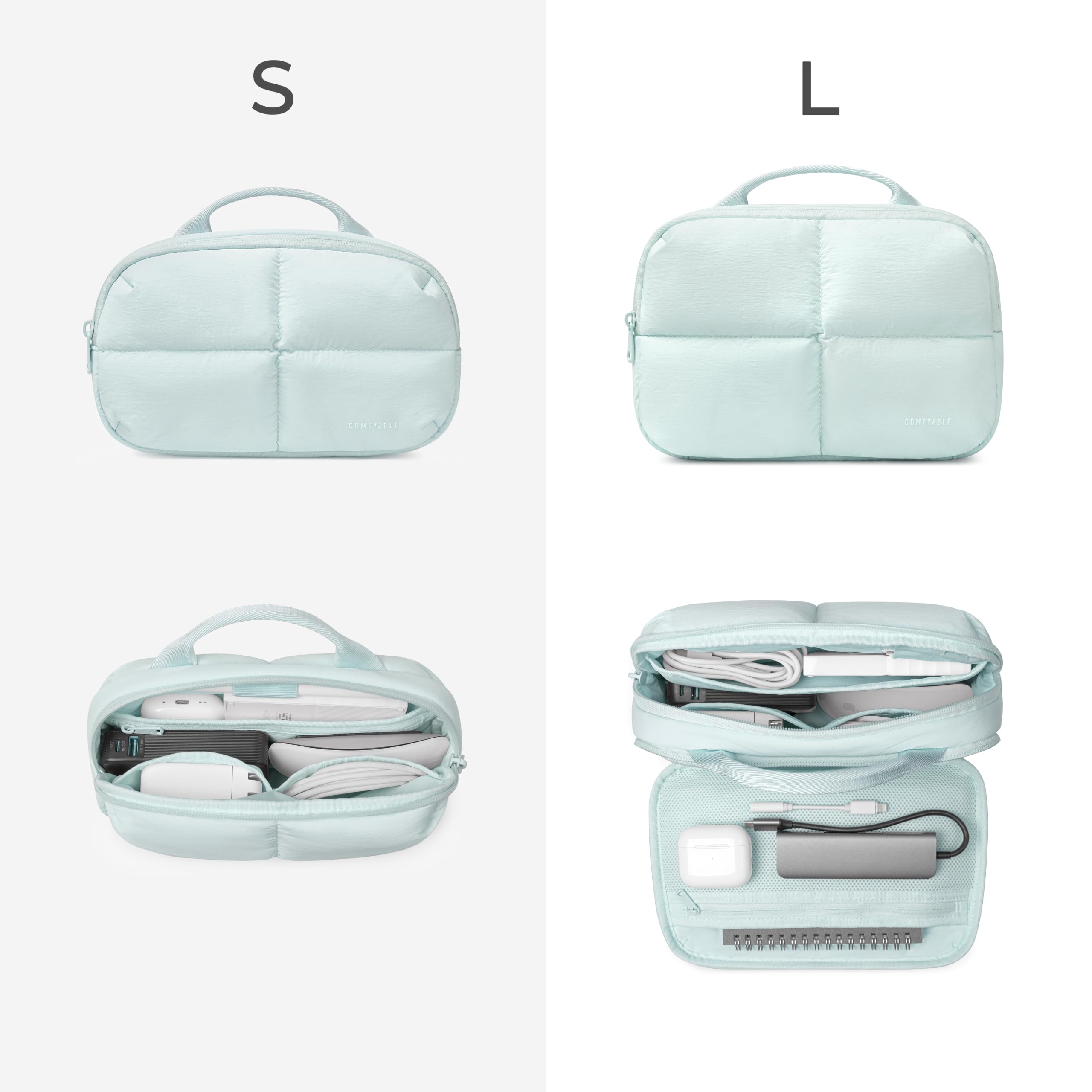 Comfyable Organizador de cables hinchado, bolsa tecnológica para mujeres y