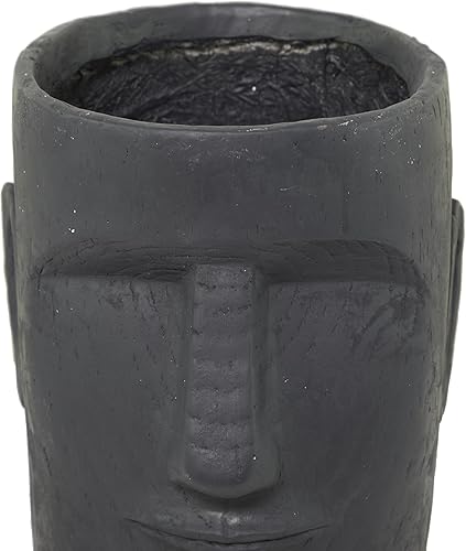 Miniatura 2 de The Novogratz Maceta de óxido de magnesio para interiores y exteriores, con cabeza de isla de Pascua, 13 x 14 x 18 pulgadas, gris oscuro