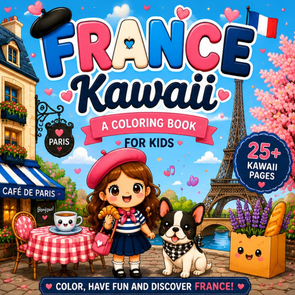 France Kawaii: A Coloring Book for Kids (kawaii travel Adventures)
