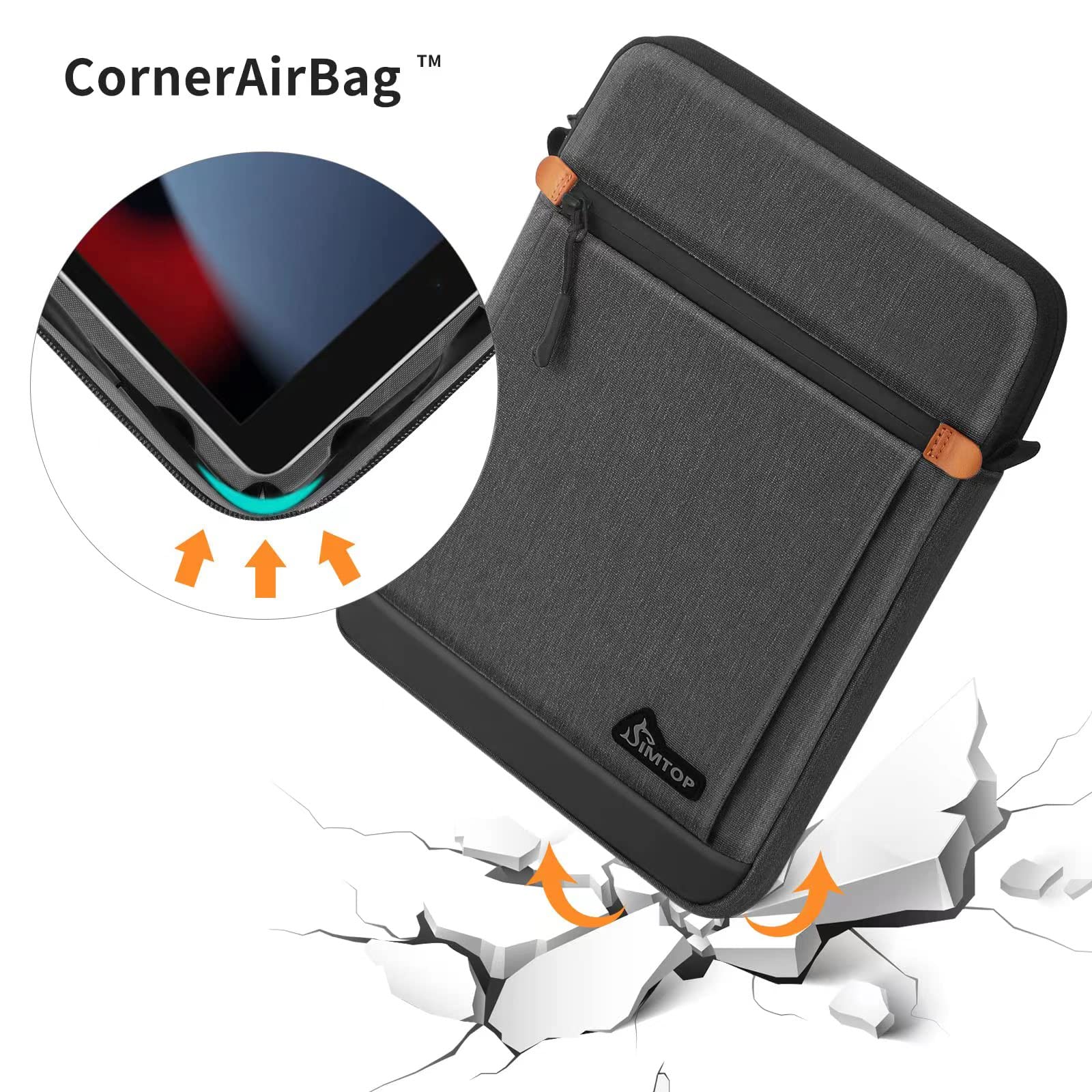SIMTOP Etui pour Tablette 12,9 Pouces, Sac de Travail pour Homme Compatible avec iPad Pro 12,9 M2 2023-2018, Sac à bandoulière pour Homme en Polyester,Gris Foncé