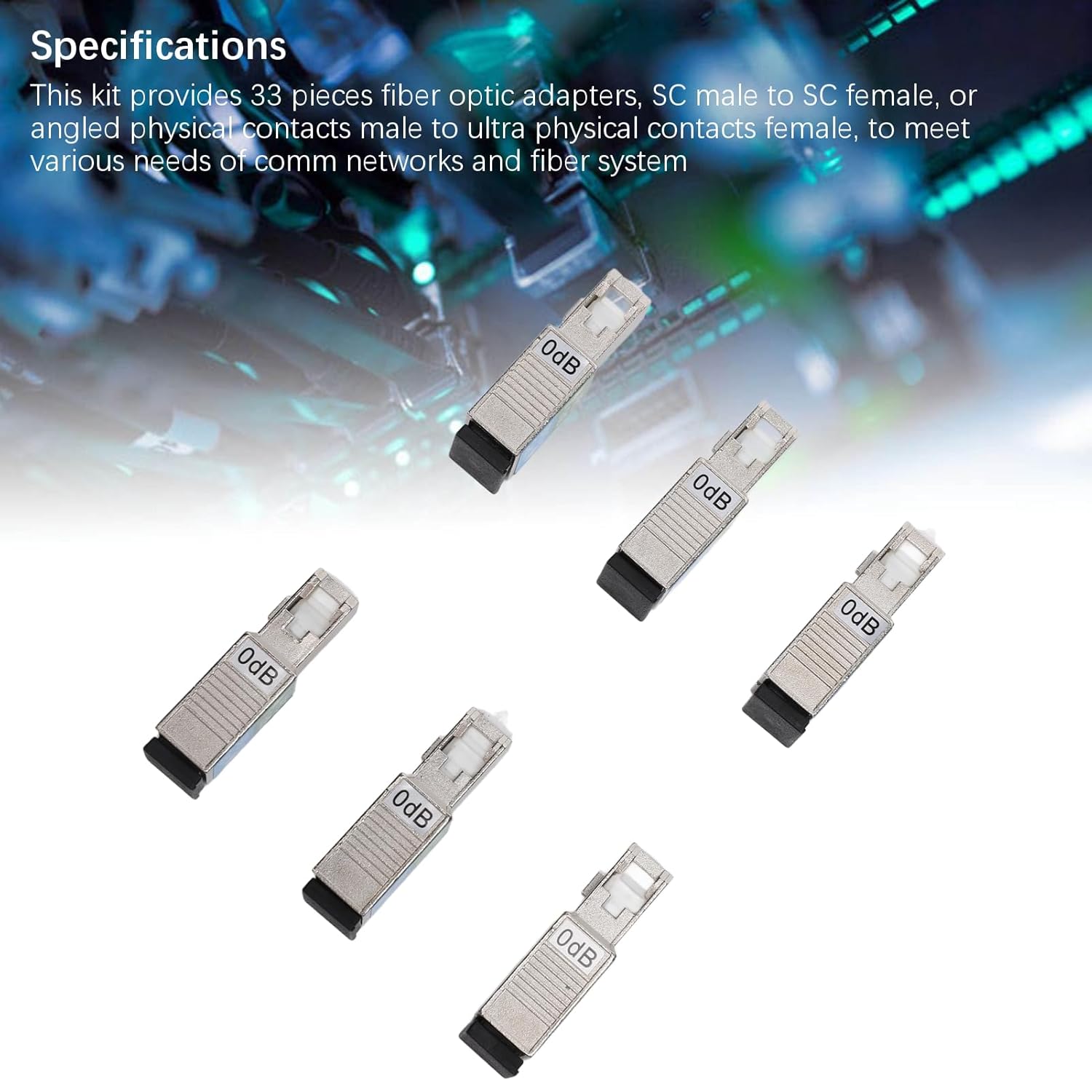 AMAKO Fiber Optic Coupler: SC Male to SC UPC Female Connector, Fiber Conversion Connector for Communication Networks and CATV, 33PCS
