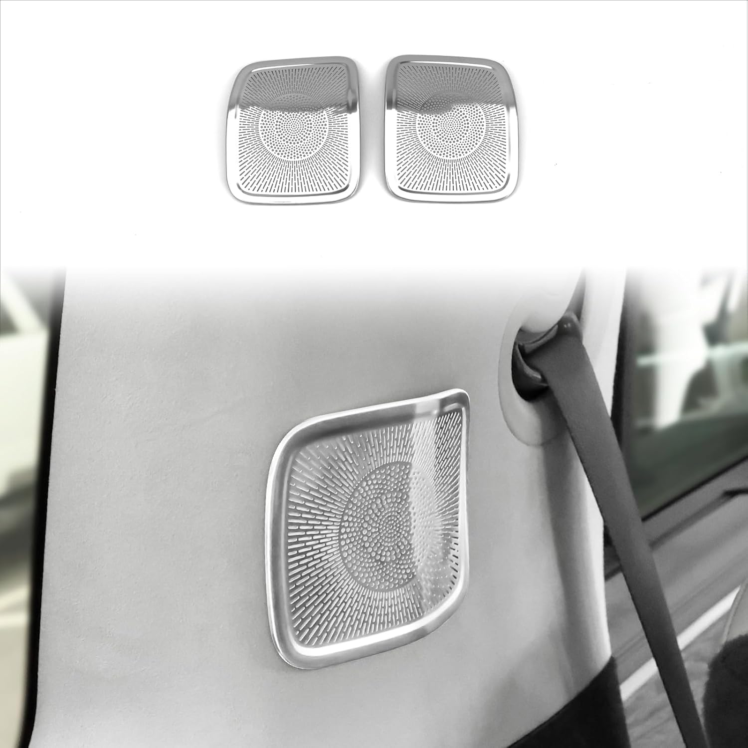 YOUTOOCAR 2PCS C-Pillar Tweeter Speaker Trim Covers Compatible with Hyundai Santa Fe 2024-2025 Accessories (Silver)