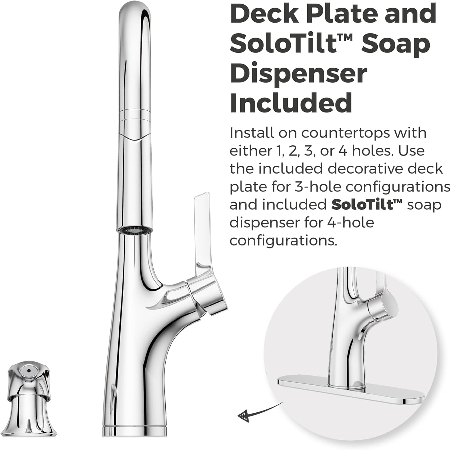 Pfister Ceylon Kitchen Faucet with Pull Down Sprayer and Soap Dispenser, Single Handle, NSF Certified, Polished Chrome Finish, F5297CLOC