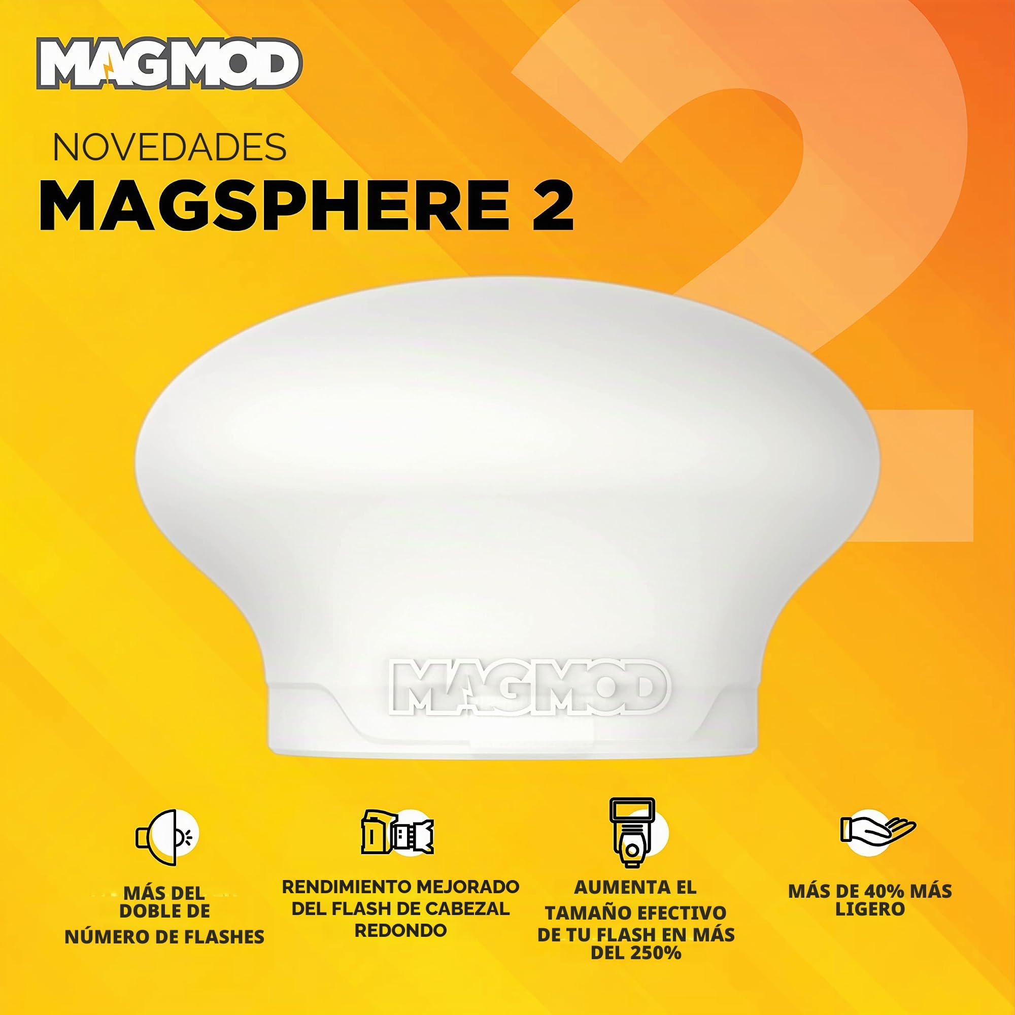 Difusor de Flash MagSphere 2 por MagMod | Modificador de Flash de iluminación de fotografía | Accesorio difusor de luz magnético | Control de luz Ligero