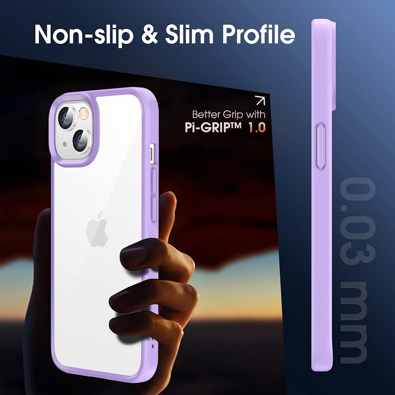 CASEKOO Crystal Clear for iPhone 14 Case & iPhone 13 Case, [Not Yellowing] [Military Grade Drop Protection] Shockproof Protective Phone Case 6.1 inch 2022 Purple