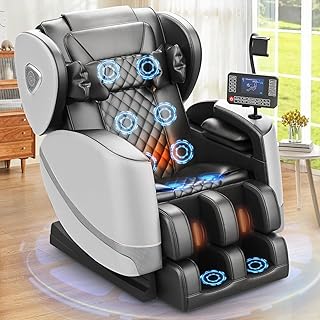 FURNIMAT Massagesessel Ganzkörper, Zero Gravity Relaxsessel Massagestühle mit Taillen- und Beinheizung, Komfort-Airbags, Fußrollen, 10 Massagerollen, Bluetooth-Lautsprecher, Fernbedienung