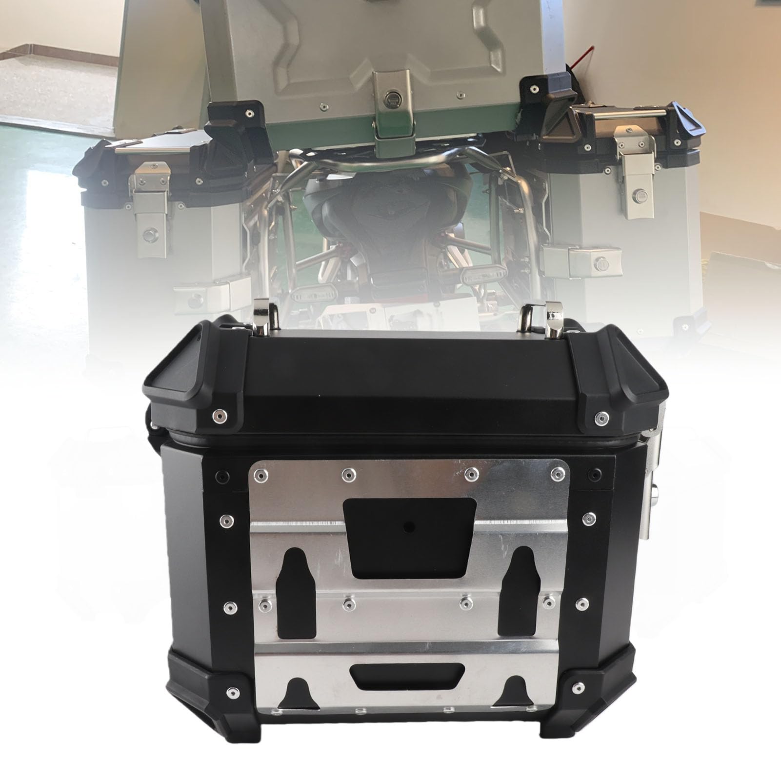 Valise Latérale de Moto 18 L en Alliage D'aluminium Haute Résistance, étanche, à Dégagement Rapide, Compatible avec, avec Supports de Support, Verrouillage de sécurité et (Black)