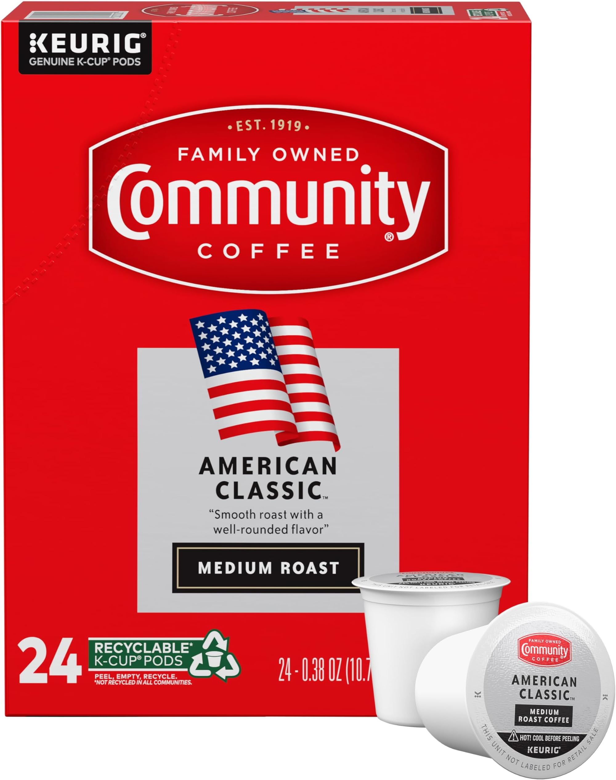 American Classic 24 Count Coffee Pods, Medium Roast, Compatible with Keurig 2.0 K-Cup Brewers, 24 Count (Pack of 1)