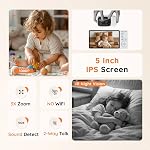 5" Moniteur de bébé Pas de Wi-Fi, Vision nocturne sans glow, Caméra bébé avec 1080P IPS Écran, Audio à deux voies, Surveillance de la température, 3X Zoom, Lullabies, Détection sonore, Cryptage sécurisé, 2026