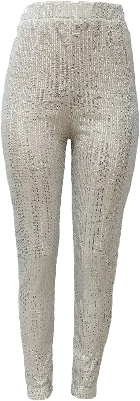itnpbwus Women Casual Sparkle Sequin Glitter Bling Yoga Pants Slim Leg Leggings - Image 3