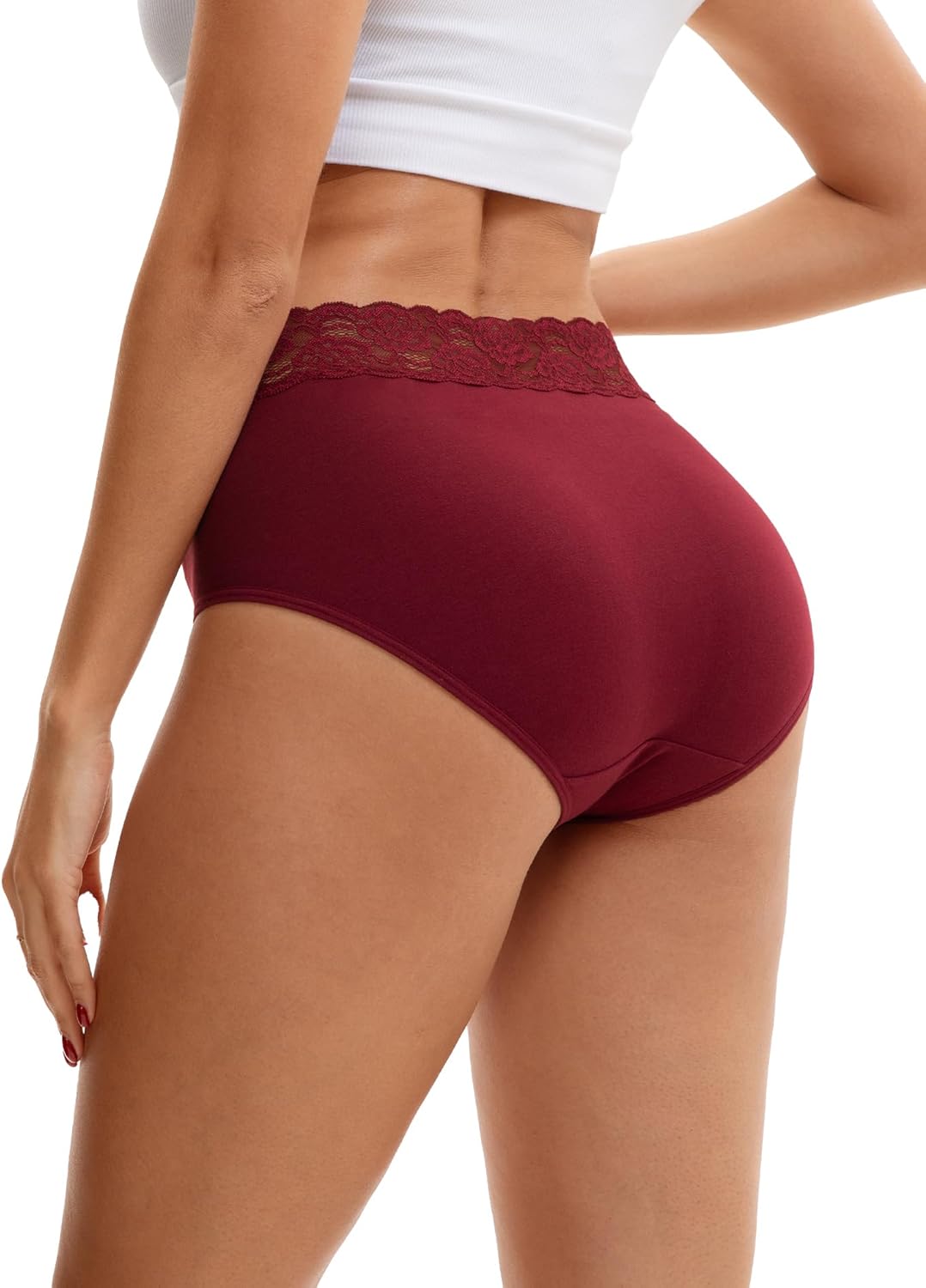 INNERSY Womens Cotton Underwear Lace Bikini Hipster Panties for Women High Waisted Ladies Briefs 5 Pack - Image 3