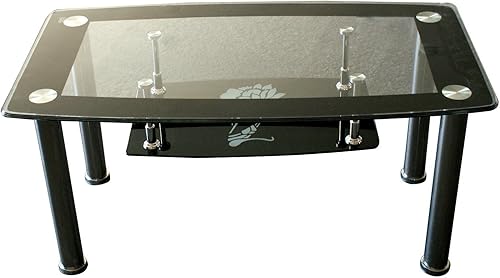 Miniatura 5 de Hodedah Mesa de centro rectangular de vidrio templado de dos niveles, color negro