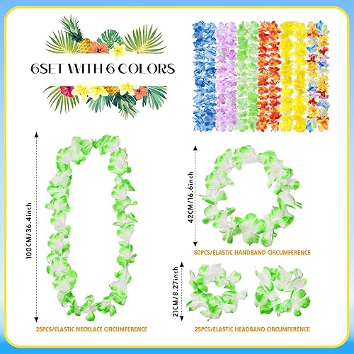 Miniatura 9 de Buryeah 125 decoraciones hawaianas de fiesta Luau Leis para fiesta Luau, gafas hawaianas hawaianas Luau temática suministros para fiesta tropical de