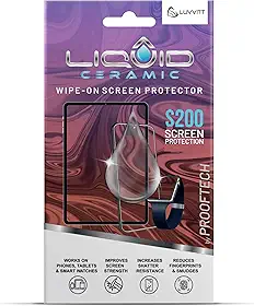 LIQUID CERAMIC Protetor de tela de vidro com cobertura de US$ 200 | Proteção nano resistente a arranhões e quebras para todos os telefones, tablets e relógios inteligentes - Ajuste universal