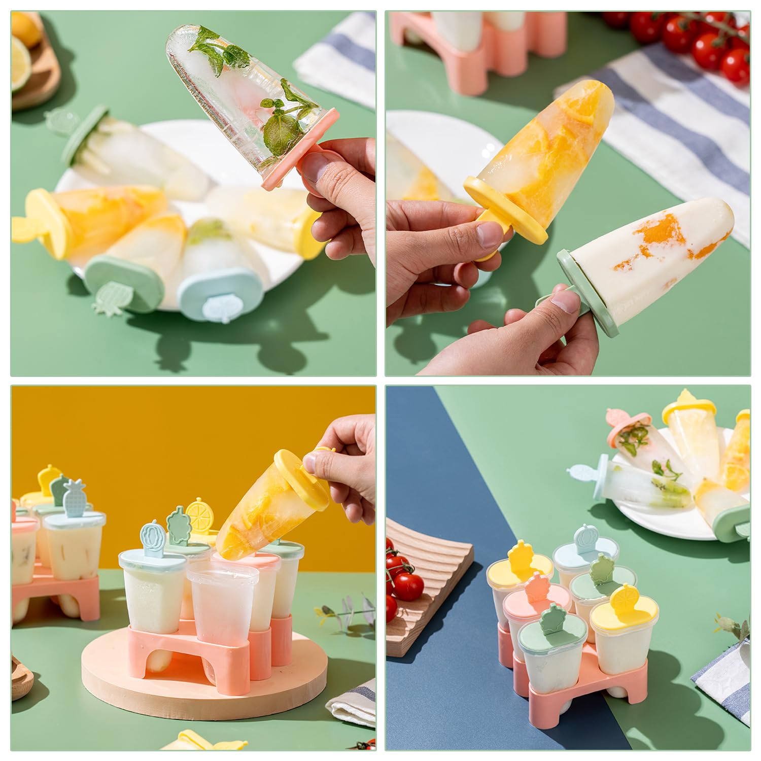 Tootesa - Stampi per gelato sul gambo, 2 pezzi, in silicone, per gelato e cakesicle, per bambini, fai da te, creativi, senza BPA, riutilizzabili, con coperchio, (3