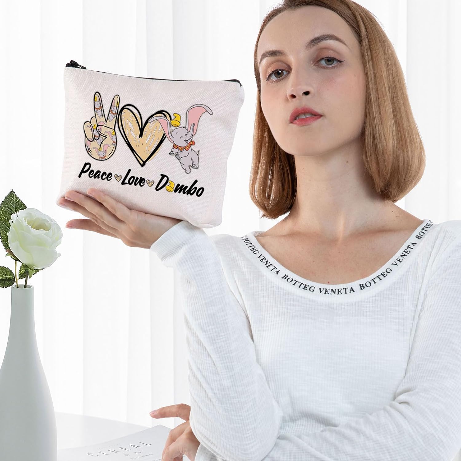 BWWKTOP Elephant Cosmetic Makeup Bag Elephant Fans Gifts Elep-hant Circus Cartoon Zipper Pouch Bag (PeaceDumb) image 3