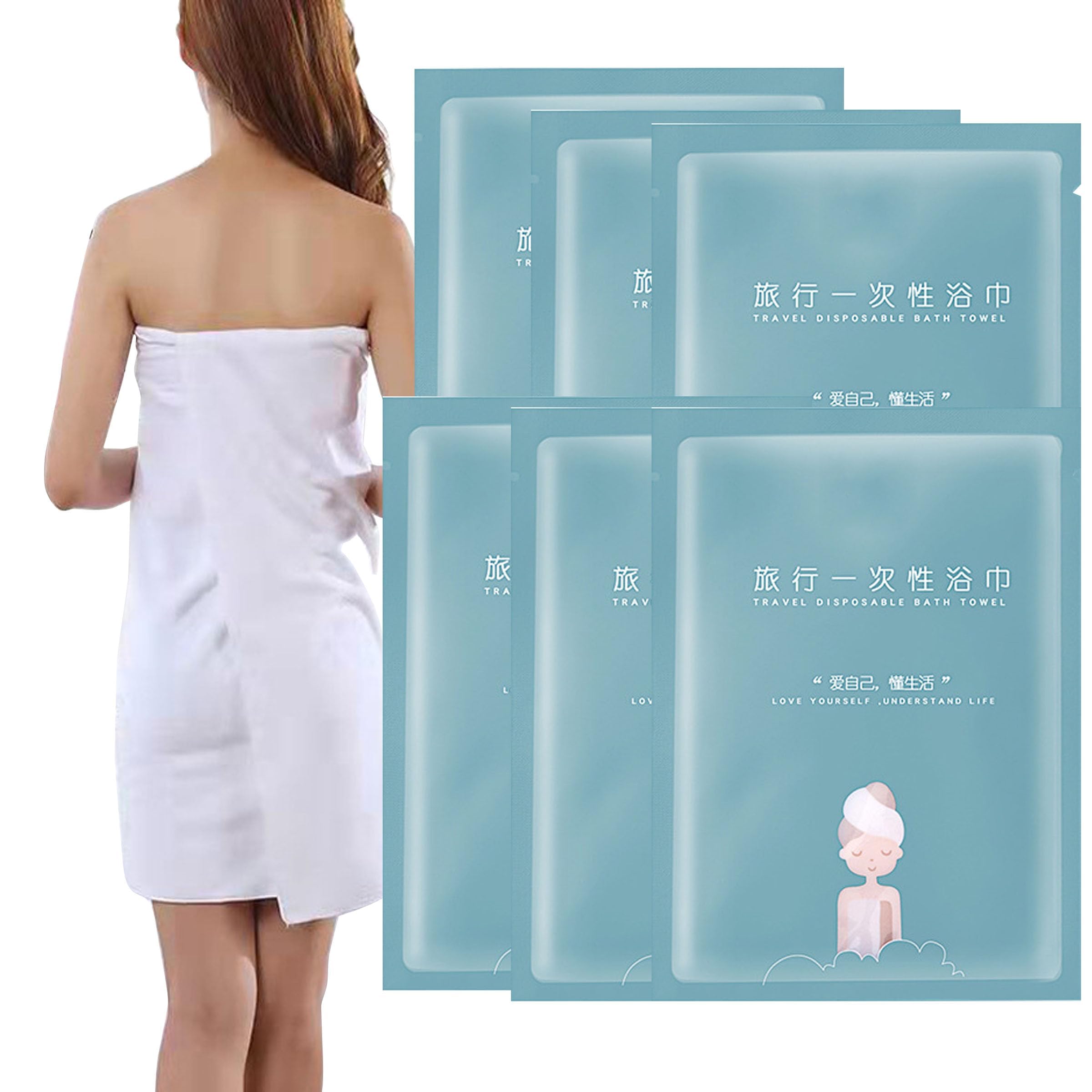 NALACAL 6PCS Disposable White Cotton Bath Towels, Large Shower Towels in Cotton Single-Use White Bath Towels Hygienic Disposable Bath Towels White Cotton Towels Disposable Bath Towels for Travel