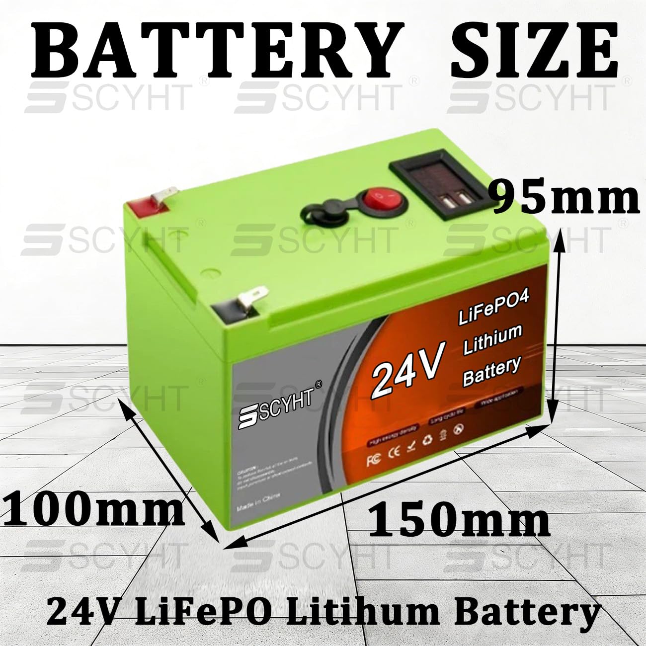 Batteria a scarica profonda (Deep Cycle) 24 V Batteria al litio 12 Ah Batterie LiFePO4 Batterie ricaricabili per impianti solari Scheda di protezione BMS integrata,24v10ah