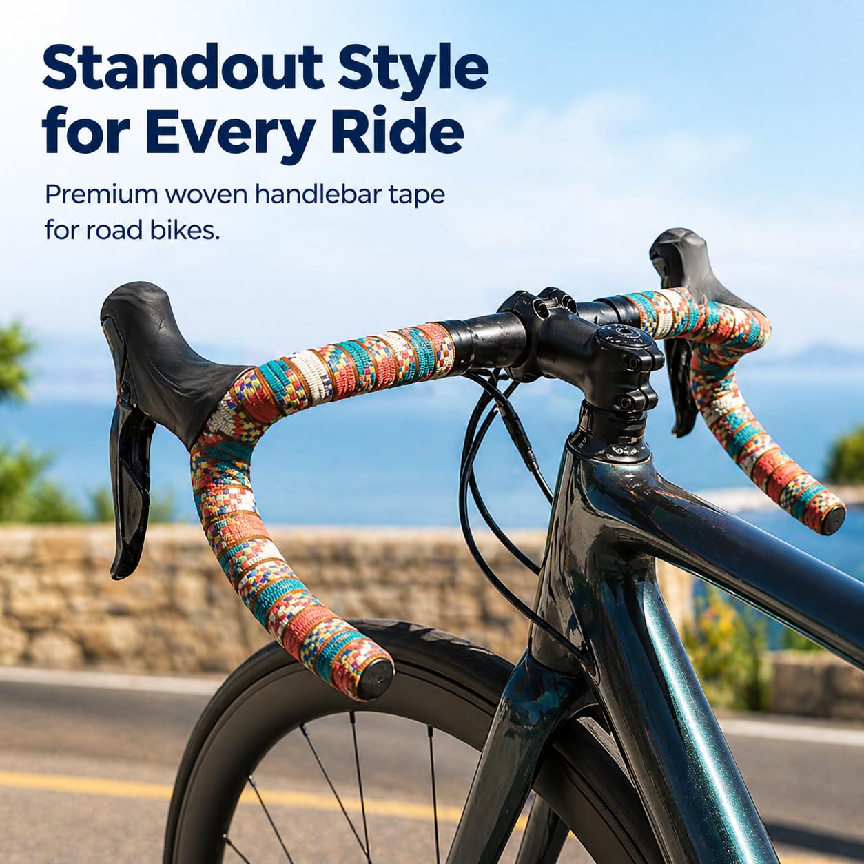 Road Bike Handlebar Tape, Woven Cotton EVA Bike Bar Tape Wrap, Shock Absorbing Cycling Handlebar Tape for Drop Bar Bikes, Wear Resistant Bicycle Handlebar Wrap, 84.6 x 1.18 x 0.12 Inch