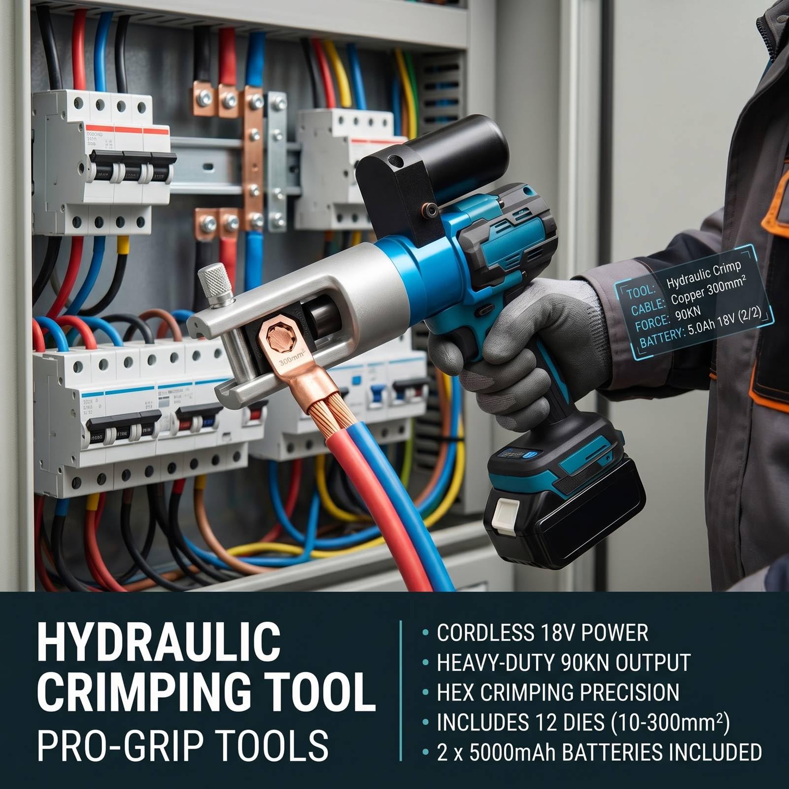 LICAEVEY Pince à Sertir Hydraulique électrique pour Cosses Cuivre, avec
