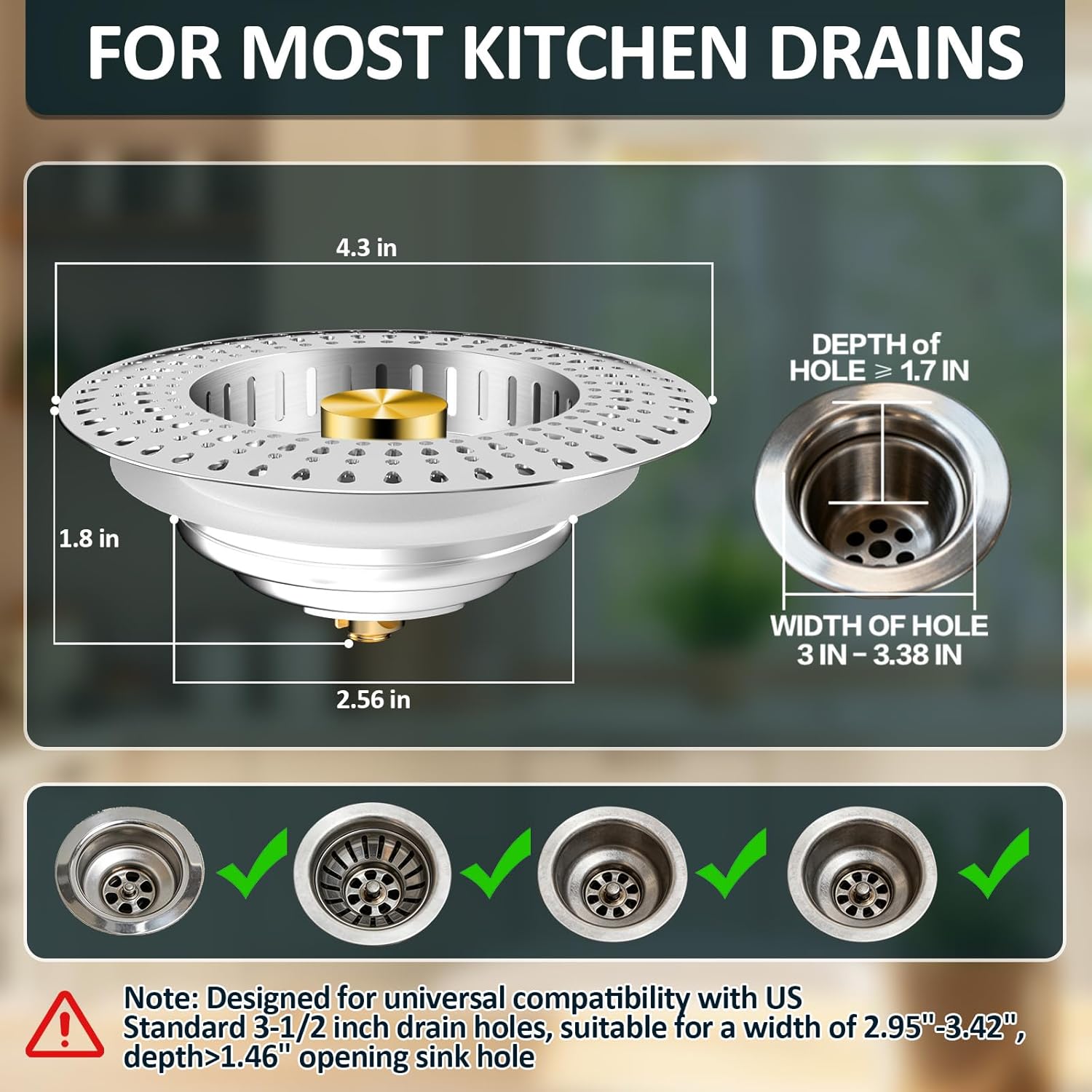 Over the Sink Colander - Colander for Kitchen - Colanders & Food Strainers Expandable Sink Strainer Basket with Rubber Grip for Washing Veggie Fruit Pasta Spaghetti (9.5W x 13.4-21.3L)
